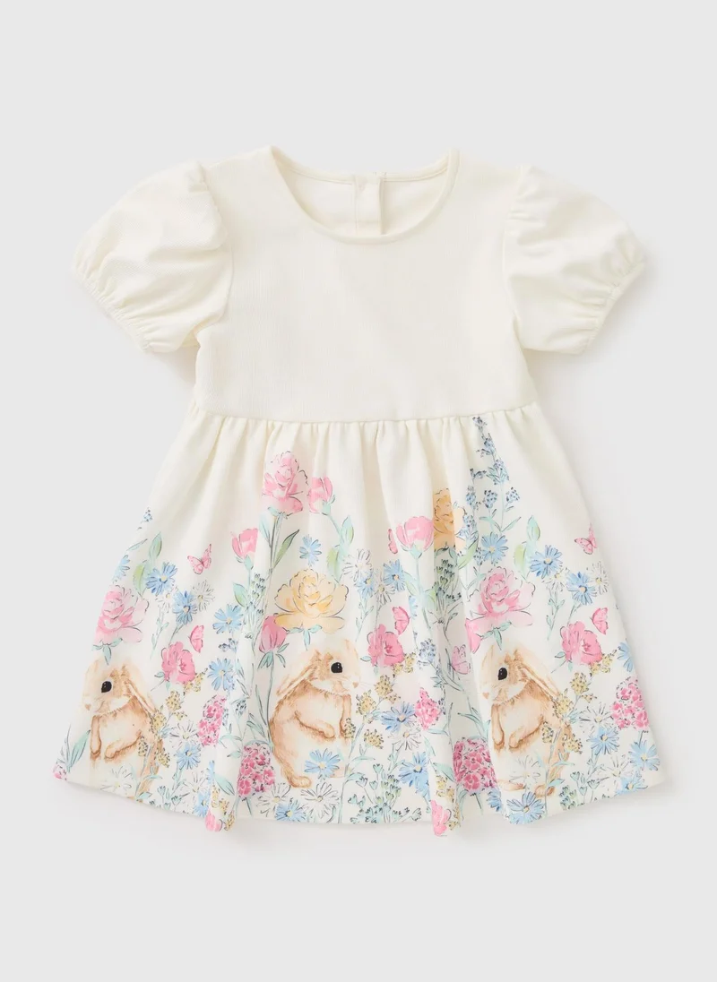 Matalan Girls Cream Scuba Bunny Easter Dress
